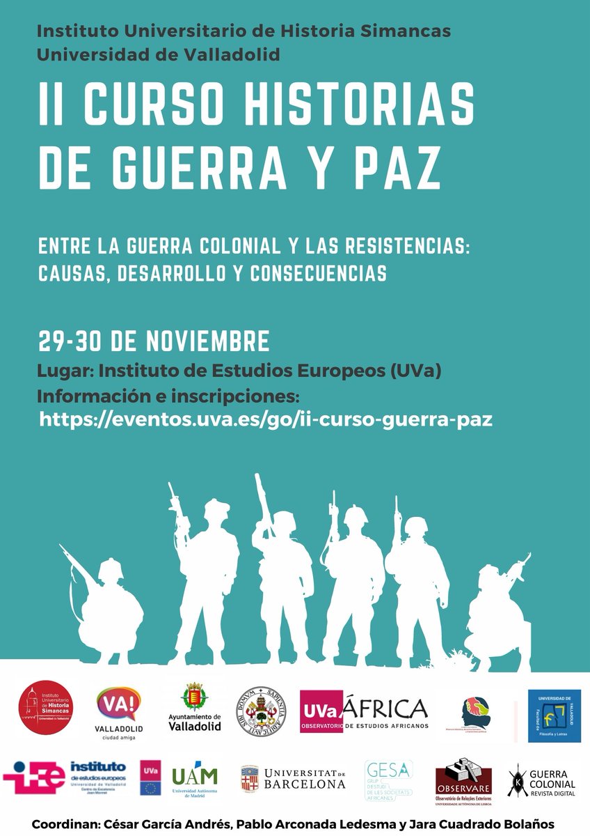 CursoPaz's tweet photo. ¡Aún quedan plazas online y presenciales! ¿Te vas a perder el II Curso de Guerra y Paz centrado en guerras coloniales? 

Toda la información y las inscripciones aquí: 
https://t.co/IAwvschRkD https://t.co/x2keEbLCi9