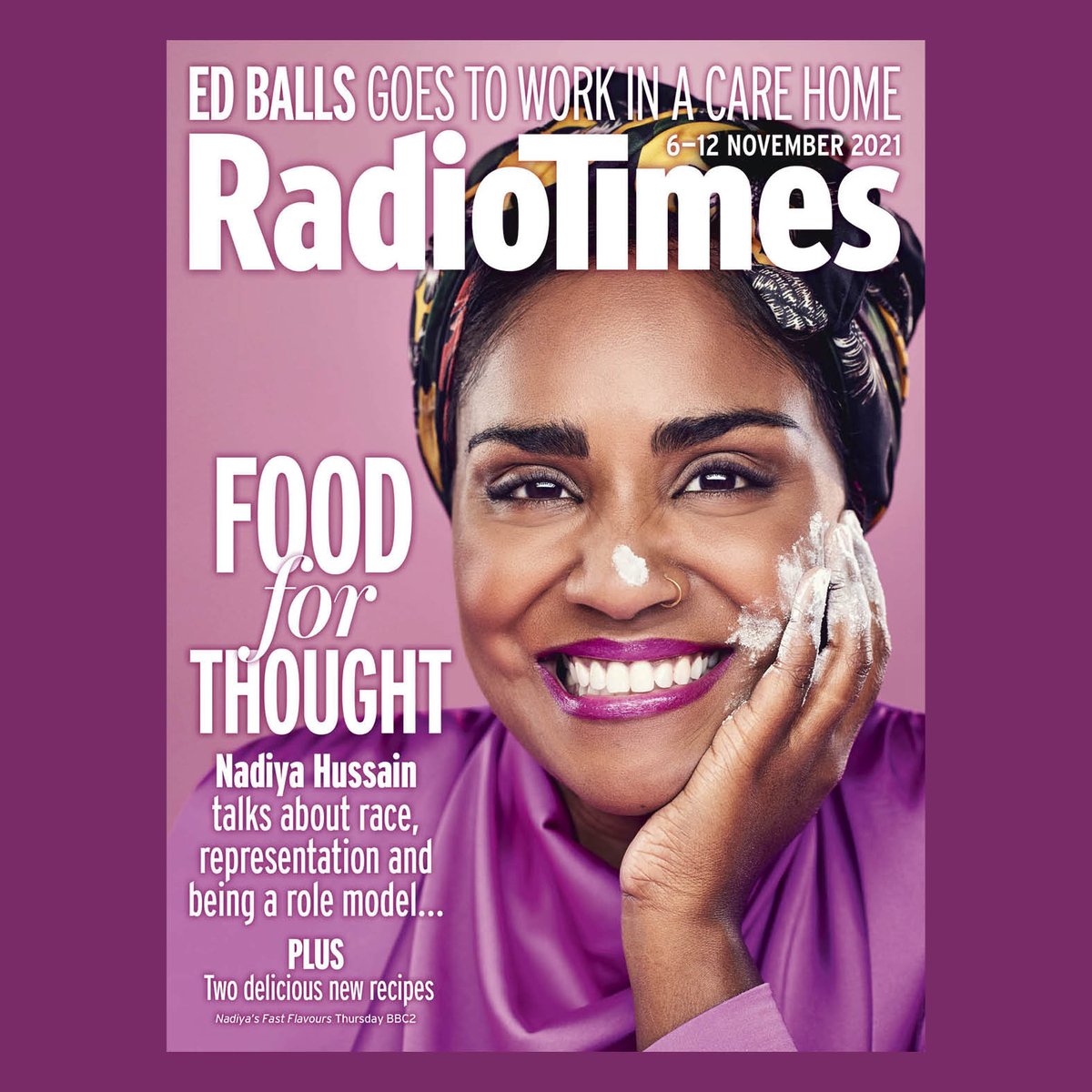 RadioTimes's tweet photo. Nadiya Hussain is this week's #RadioTimesCover star!🍰
@BegumNadiya speaks about race & representation in TV, being a role model & more.
Also inside, Ed Balls experience working in a nursing home and a chat with #SexEducation star Aimee Lou Wood.
Radio Times - out now! https://t.co/hfzLGhO2Q8