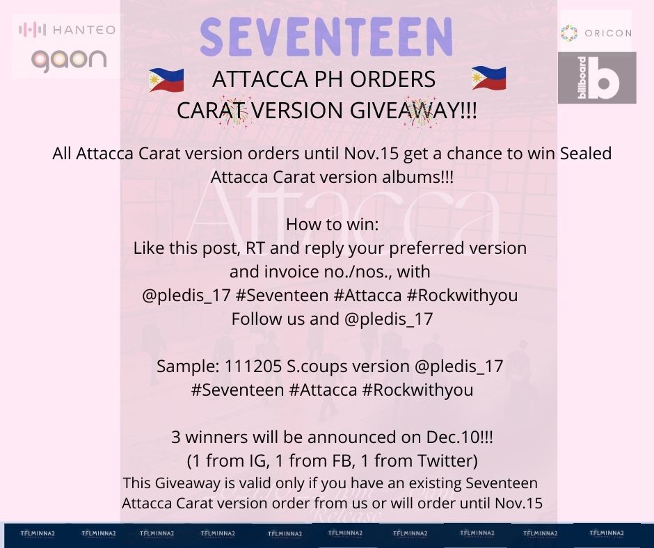17caratfactory's tweet photo. 🇵🇭PH GO |Tflminna2 #1plus1CF_preorders
#SVTCFPO

Seventeen - Attacca Carat version for only 450!!!
2nd batch
Available secured slots: 33

💖Release date: Oct.29 2021
📅DOP/DOO PAYO
🚢ETA: Dec.-Jan.
⏩50% DP;balance to be posted
💎Order form: https://t.co/7c6AoLzNuy https://t.co/EJRX3QOpZT