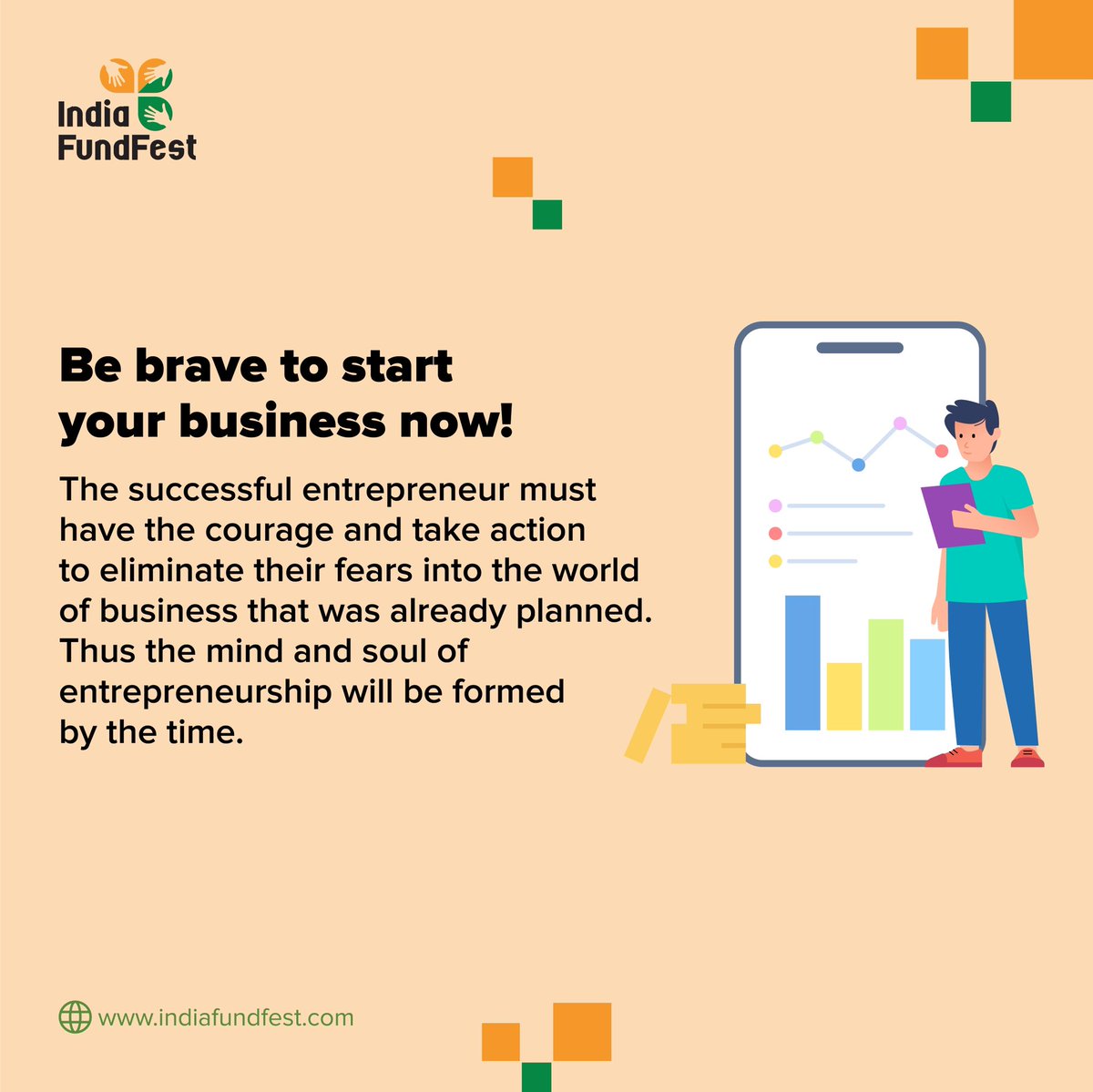 Indiafundfest's tweet photo. Be Brave to Start Your Business Now

The sucessful entrepreneur must have the courage and take action to eliminate their fears into the world of business that was already planned. https://t.co/tN4eeoPVzF
