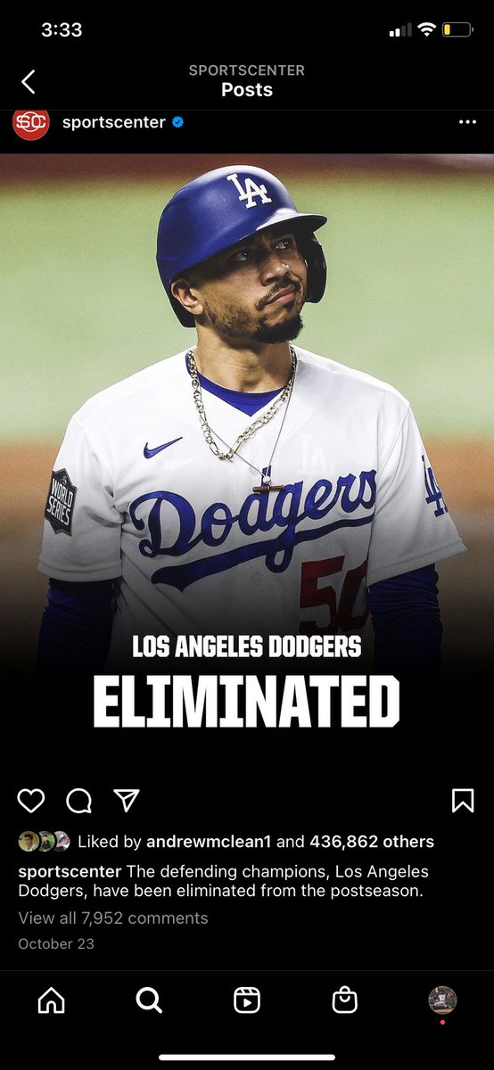 domcacchione's tweet photo. Hey @SportsCenter I know y’all must be really busy and all but y’all have posted on your Instagram twice since the MLB playoffs started. What’s up with the bias? There’s a World Series going on. Where’s my “World Wide Leader in Sports” ? https://t.co/sqEx1lp3YG