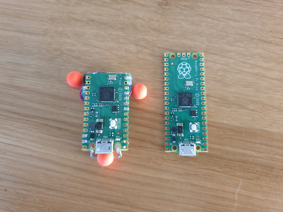 Pica is a <a href="/Raspberry_Pi/">Raspberry Pi</a> Pico robot with 2 dc motors, a motor controller and cute wooden bead wheels, runs on a 70mah lipo. #raspberrypipico #raspberrypi #robotics