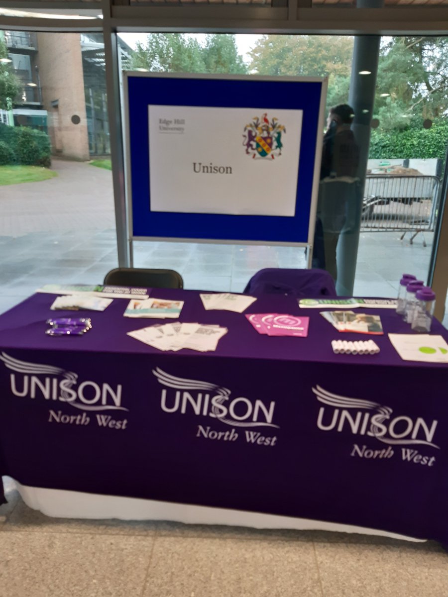 UNISONNorthWest's tweet photo. Recruitment stall up and running at Edgehill University.

Lots of new members joined UNISON so that they can build a strong union in their workplace. 🙌

#ActivityMonth https://t.co/y0YmMGp66z