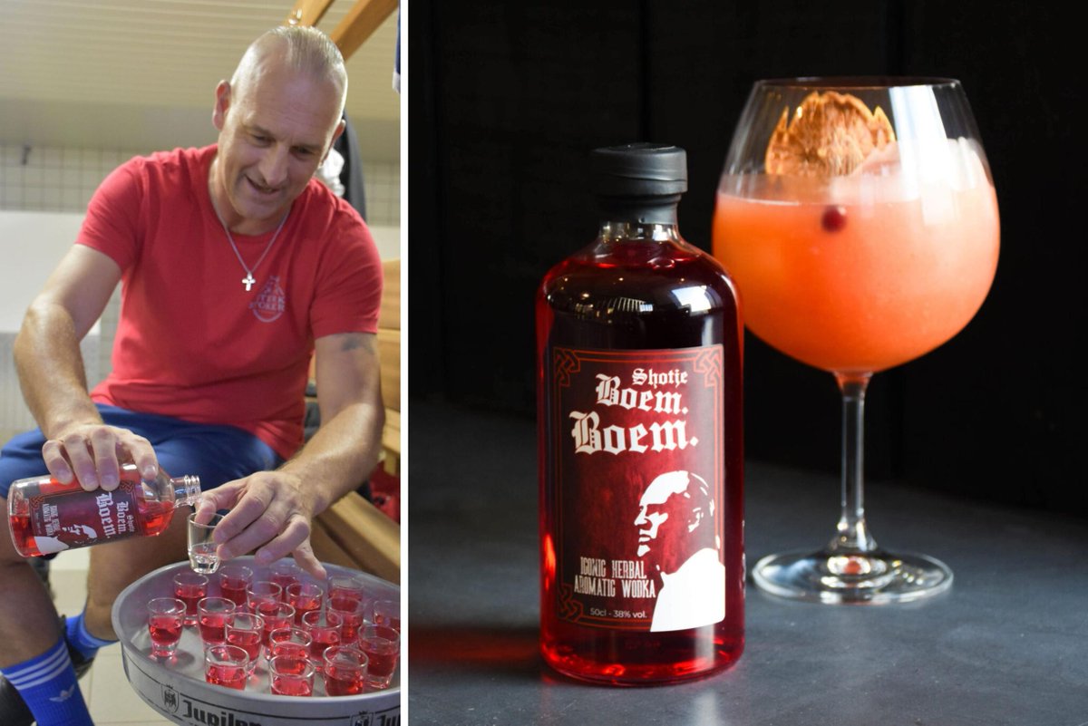 gva's tweet photo. Antwerpicoon Patrick Goots lanceert eigen sterke drank Shotje Boem Boem: “Ideaal voor de derde helft” https://t.co/s4kOpfTi1M https://t.co/ojYdeEABam
