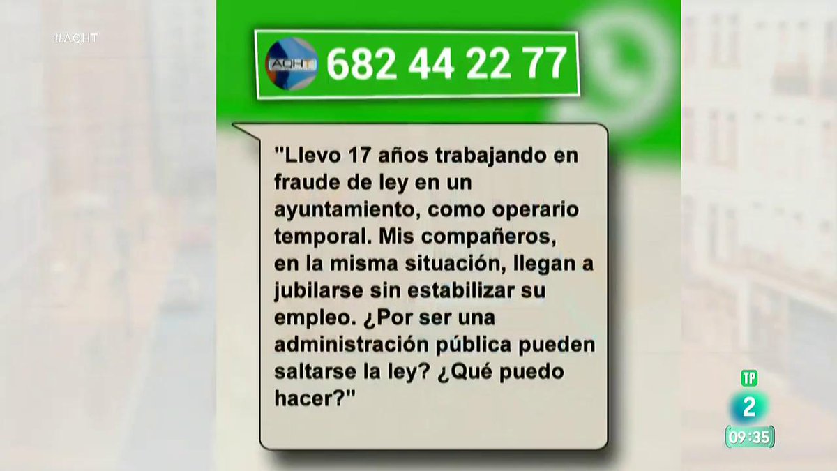 AQHT_TVE's tweet photo. Pedro asegura que lleva 17 años trabajando en fraude de ley en un ayuntamiento

📺Nuestra inspectora @AErcoreca de @instrabajoyss le explica cómo puede denunciar su situación

Y NO,
las administraciones públicas NO pueden saltarse la ley
https://t.co/uuBFLIJ5C3 https://t.co/eY2MFKMd3F