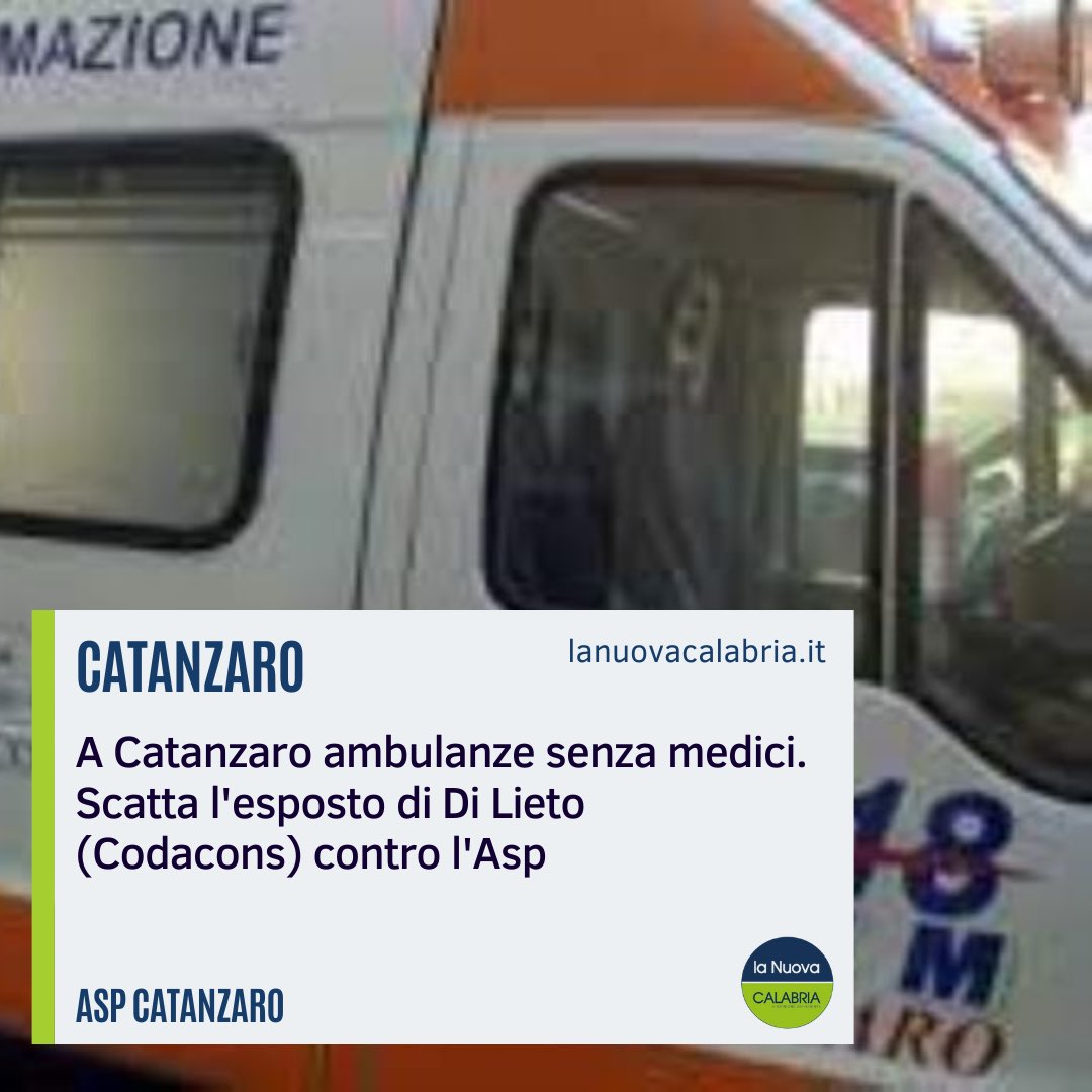 lanuovacalabria's tweet photo. https://t.co/5XFNvfSdG0
@PapaleoStefania #lanuovacalabria #calabria #catanzaro #aspcatanzaro #asp #ambulanze #sanita https://t.co/kFtHkl3o5S