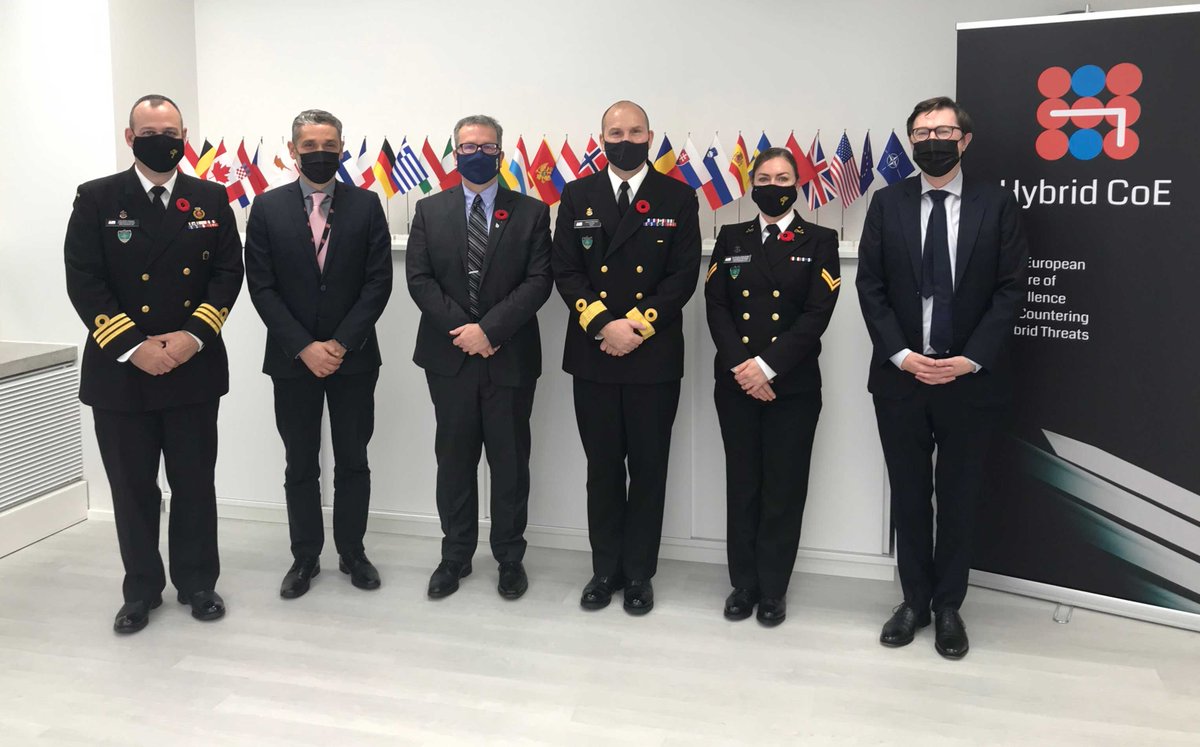 Hybrid CoE yesterday briefed Commodore Bradley Peats, Commander, Standing NATO Maritime Group 1 (4th from left) &amp; Commander Drew Graham, Commanding Officer, HMCS Fredericton (left), on the maritime hybrid threat environment and deterring hybrid threats. Thanks for the visit!