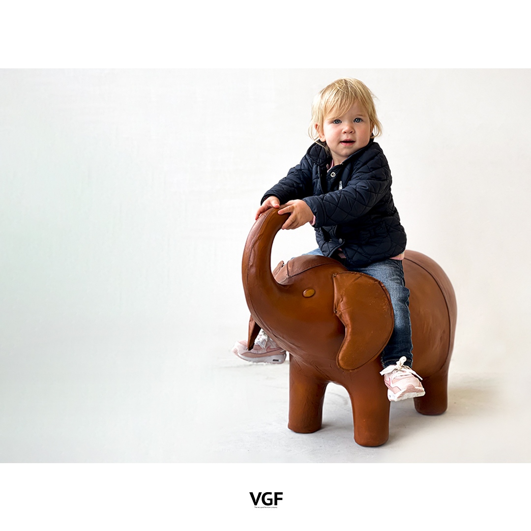 This leather elephant, was created as a tribute to the designs of Dimitri Omersa, for Abercrombie &amp; Fitch in the 70's.

Kids love it, but also makes a great footstool.

Now available in our shop.

#footstool #dimitriomersa #leather #elephant #verygoodfurniture #vintagefurniture