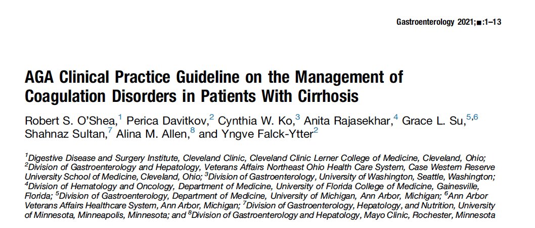 📖AGA Clinical Practice Guideline on the Management of Coagulation Disorders in Patients With Cirrhosis

🔴Nueva Guía de Práctica Cliínica
🩸Manejo de la Coagulación de los pacientes con Cirrosis

#OpenAccess #LiverTwitter

doi.org/10.1053/j.gast…