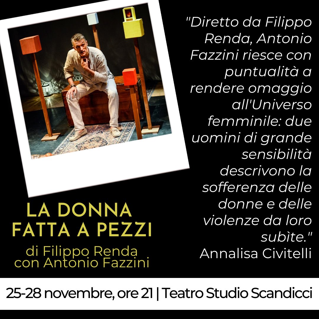 📢In occasione della GIORNATA CONTRO LA VIOLENZA SULLE DONNE.
Info e prenotazioni:
teatro.donne@libero.it |0552776393
Con il contributo di:
@fondazionecrfirenze
<a href="/intesasanpaolo/">Intesa Sanpaolo</a>
@teatrodellapergola
<a href="/comunescandicci/">Comune di Scandicci</a>

#PattoPerlaCultura #Avamposti #giornatacontrolaviolenzasulledonne