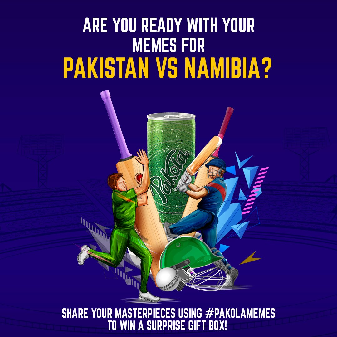 PakolaPakistan's tweet photo. Are you a meme expert? Show us your expertise during Pakistan vs Namibia T20 World Cup match! 
Send in your entries using #PakolaMemes and get featured in Dennis’ Meme Review videos.
A lucky winner will also get a surprise gift box from us!

#T20WorldCup #PakvsNam  #DilBolaPakola https://t.co/Aq1E4b5YSe