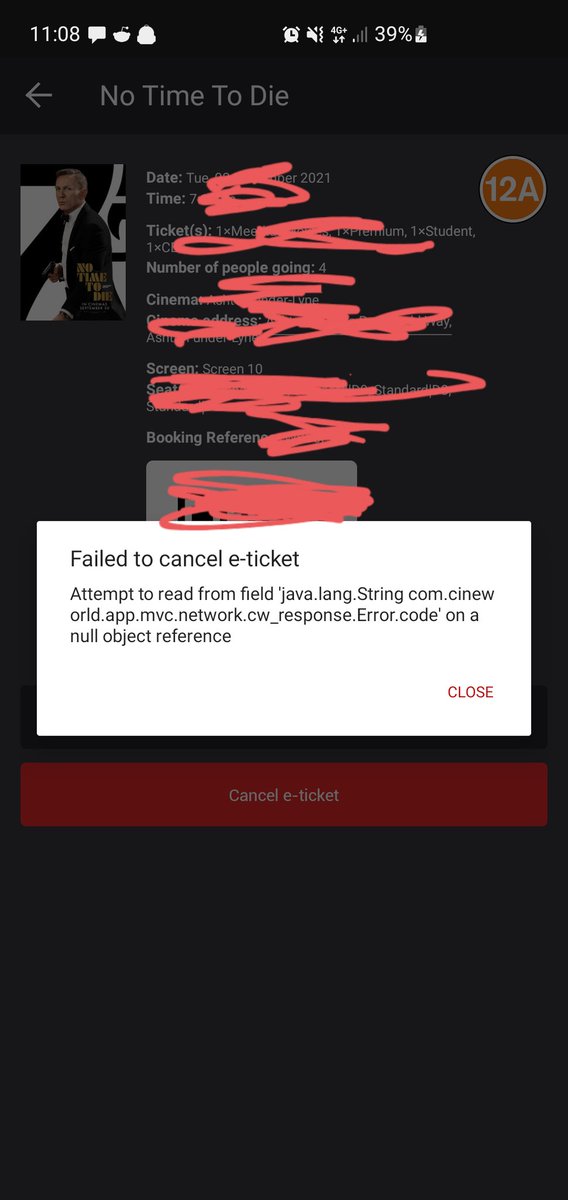 liamyates's tweet photo. @cineworld  Trying to cancel tickets and I get this error every time - was happening at weekend too for a different ticket. Can you advise? Can't get through on the helpline and need to get a refund before the showing tonight https://t.co/qtZe06ASLO