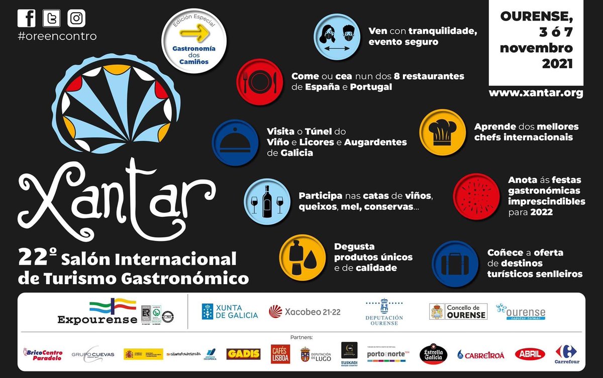 El Salón Internacional de Turismo Gastronómico se celebra en Fundación Expourense entre el 3 y el 7 de noviembre. O Salón Internacional de Turismo Gastronómico celébrase en Fundación Expourense entre o 3 e o 7 de novembro.