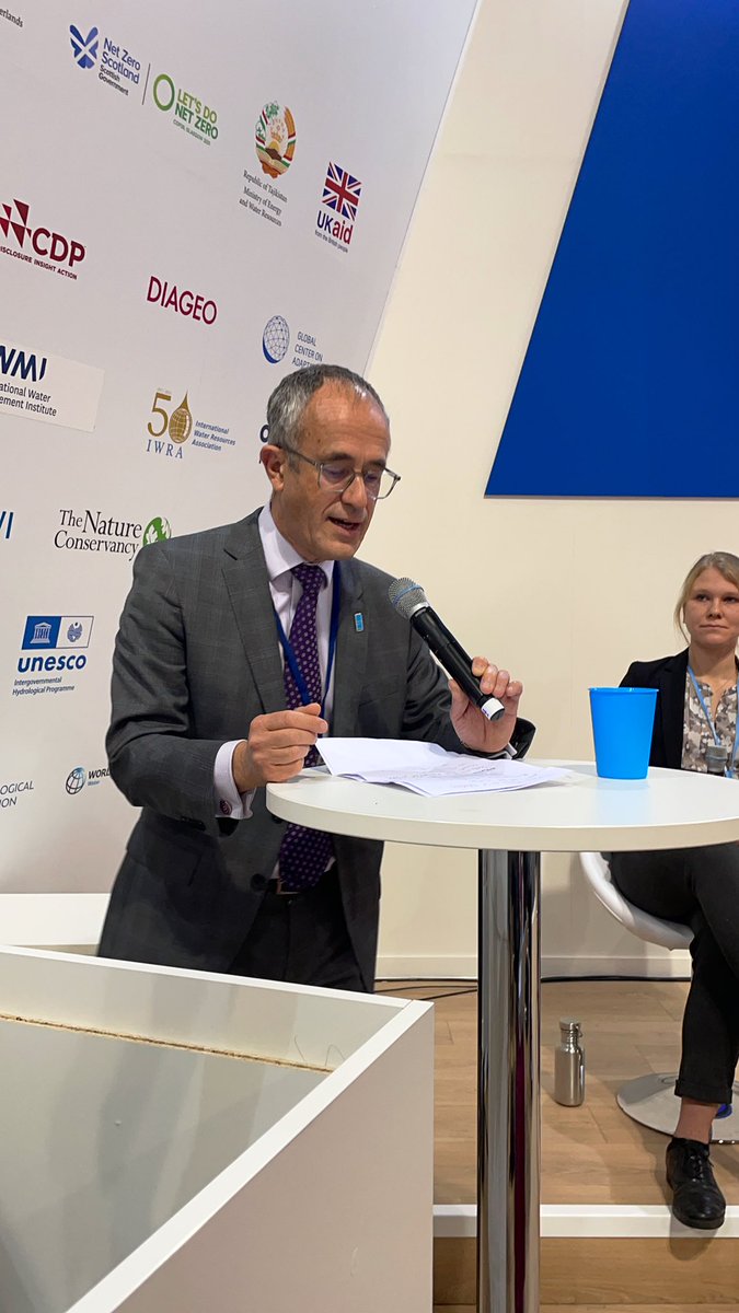 Tim Wainwright, <a href="/WaterAidUK/">WaterAid UK 💦</a> kicks of the next session reminding us that water security is fundamental to any community’s chance at resilience. It is a matter of climate justice that we do as much as we can to support lower income countries adapt #WaterForFinance