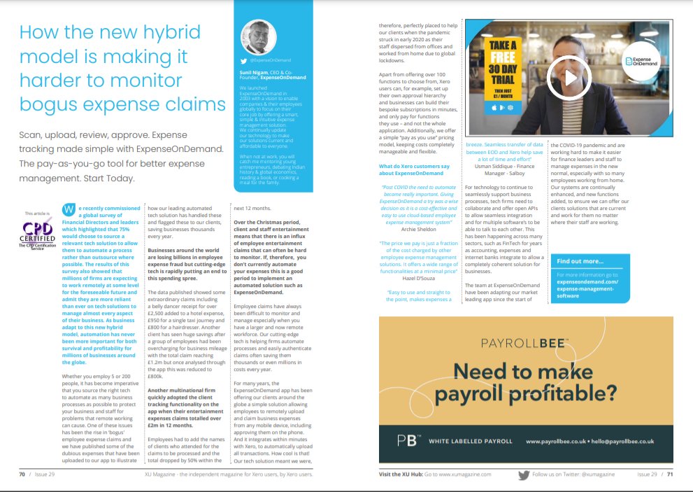 ExpenseOnDemand (@expenseondemand) on Twitter photo We are excited to announce that ExpenseOnDemand has once again featured in the latest 29th issue of
<a href="/xumagazine/">Xero User Magazine</a>
Congrats to the team for getting it out.
Read it on XU Magazine
xumagazine.com/issues/issue-2…
<a href="/SOLOEOD/">Sunil Nigam</a> <a href="/David_Hassall/">David Hassall</a> <a href="/alexnewson29/">Alex Newson</a> <a href="/SunitaSolo/">Sunita Nigam</a> <a href="/SMEClub1/">the SME club</a> We are excited to announce that ExpenseOnDemand has once again featured in the latest 29th issue of
<a href="/xumagazine/">Xero User Magazine</a>
Congrats to the team for getting it out.
Read it on XU Magazine
xumagazine.com/issues/issue-2…
<a href="/SOLOEOD/">Sunil Nigam</a> <a href="/David_Hassall/">David Hassall</a> <a href="/alexnewson29/">Alex Newson</a> <a href="/SunitaSolo/">Sunita Nigam</a> <a href="/SMEClub1/">the SME club</a>