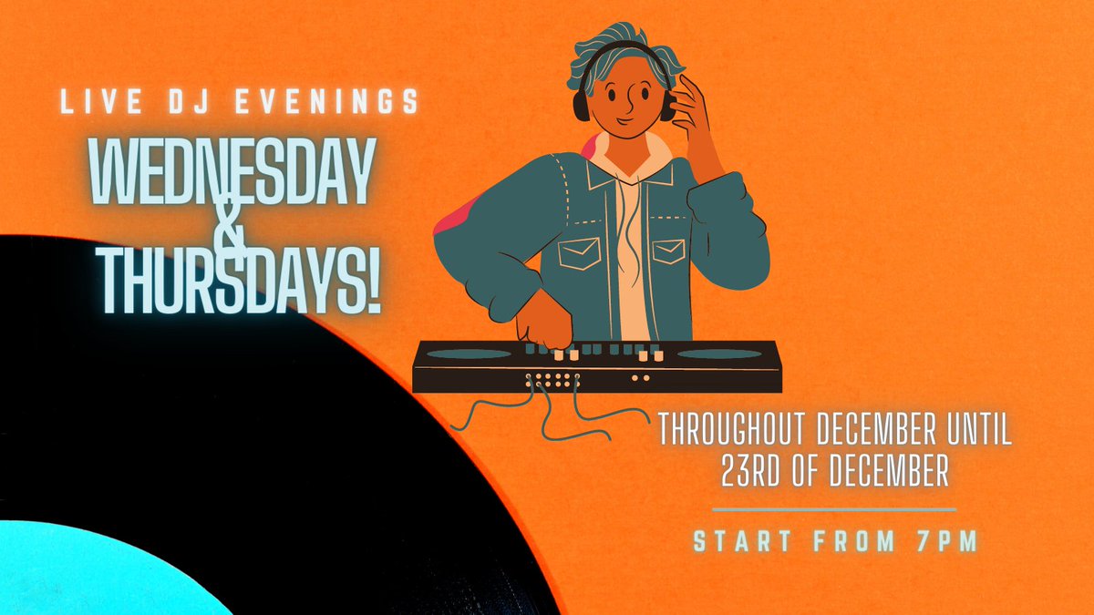 Tummies (@tummiesuk) on Twitter photo Live DJ Evenings Throughout December until the 23rd!
Every Wednesday and Thursday from 7pm.
Book your table and let the beat rock.
☎️ 01628 668486
🌐 tummies.net
📧 admin@tummies.net Live DJ Evenings Throughout December until the 23rd!
Every Wednesday and Thursday from 7pm.
Book your table and let the beat rock.
☎️ 01628 668486
🌐 tummies.net
📧 admin@tummies.net