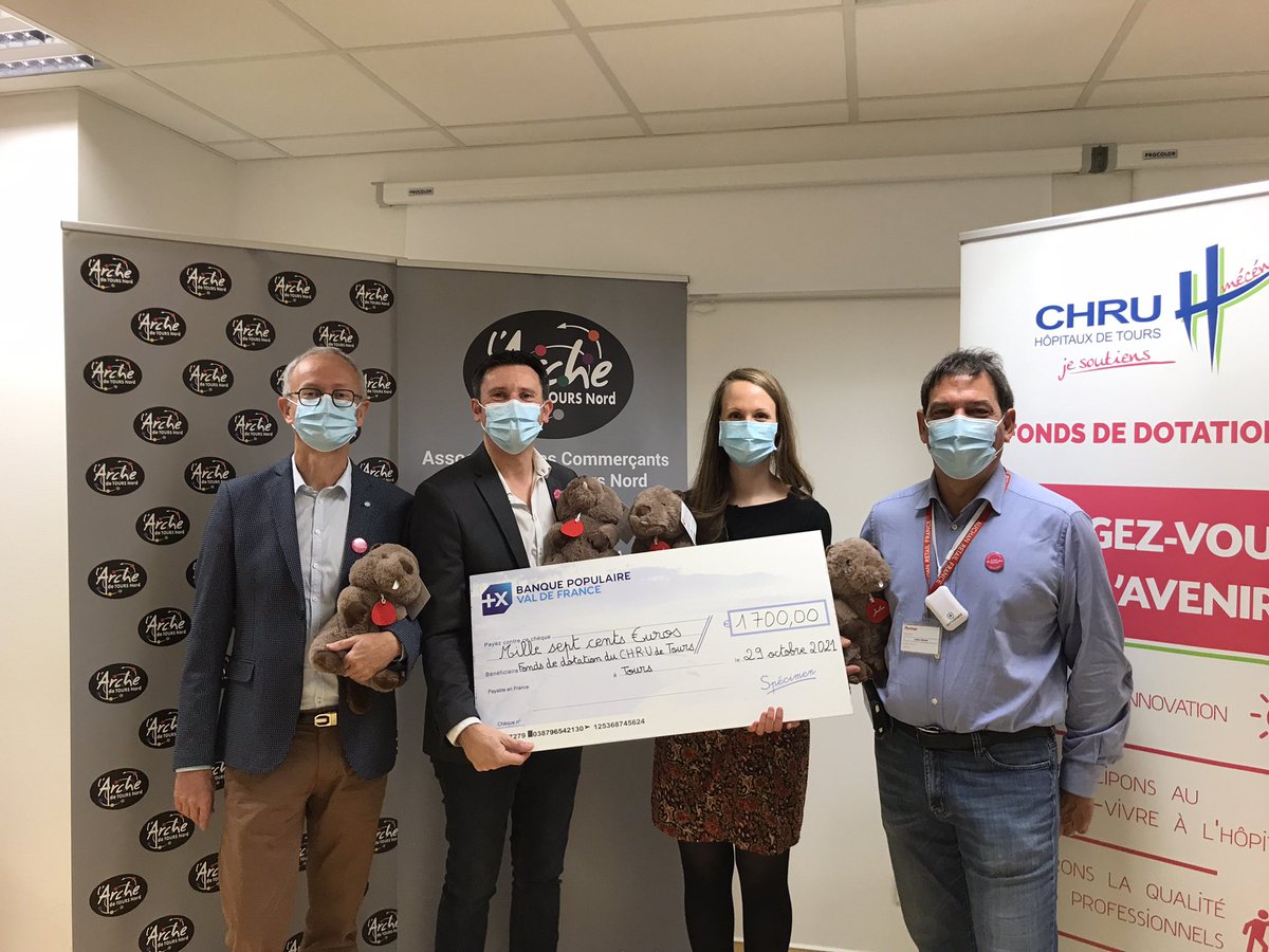 Un grand merci à tous les commerçants de L'Arche de #Tours Nord pour leur action solidaire !
La vente de Jules le Castor a permis de récolter 1 700€ pour le projet "De la joie sur les murs en néonatologie".

➡ Pour découvrir ce projet et faire un don : bit.ly/3BBEKpZ