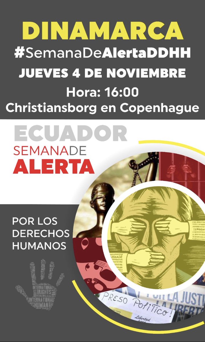 Gracia_ONG's tweet photo. 🇪🇨  #SemanaDeAlertaDDHH 
Ecuatorianos en Dinamarca tbn se unen a la denuncia presentada ante los parlamentos en #Europa por las organizaciones @colectivo_CEDE, @Gracia_ONG y @Nofec_, por la reiterada violación de #DDHH en #Ecuador 
@JosepBorrellF https://t.co/2jR7OUPhk6