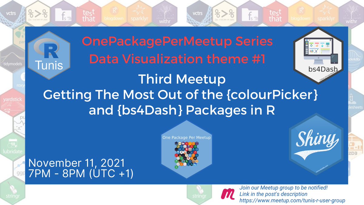 TunisRUserGroup's tweet photo. There is still time for registration for the third meetup of the #OnePackagePerMeetup series ⬇️
Delighted to be hosting:
➖ Dean Attali @daattali
➖ Veerle van Leemput
Link for registration 👉 https://t.co/yJJB7DS4uf
Our Meetup group 👉 https://t.co/Nxqm9XU2dR
#rstats #rshiny https://t.co/7wkwHWjWoM