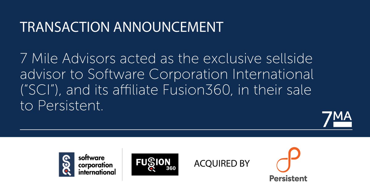 Congratulations to our client Software Corporation International (“SCI”), one of the world's largest and most experienced providers of payments technology solutions, and its affiliate Fusion360, on their sale to Persistent. #FinTech #Payments #IBMpartner #transaction