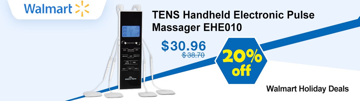 easyathome_'s tweet photo. Holiday Deals! 

20% OFF SALE on Easy@Home Deluxe TENS Handheld Electronic Pulse Massager EHE010 

Start from Nov 02 till Dec 01, 2021 

Click below to BUY NOW: https://t.co/fq7zOdtHme 

#TENS#TENSunit#easyhome#chronicpain#walmart#walmartdeals#savings#painrelief https://t.co/HLKiC92TQq