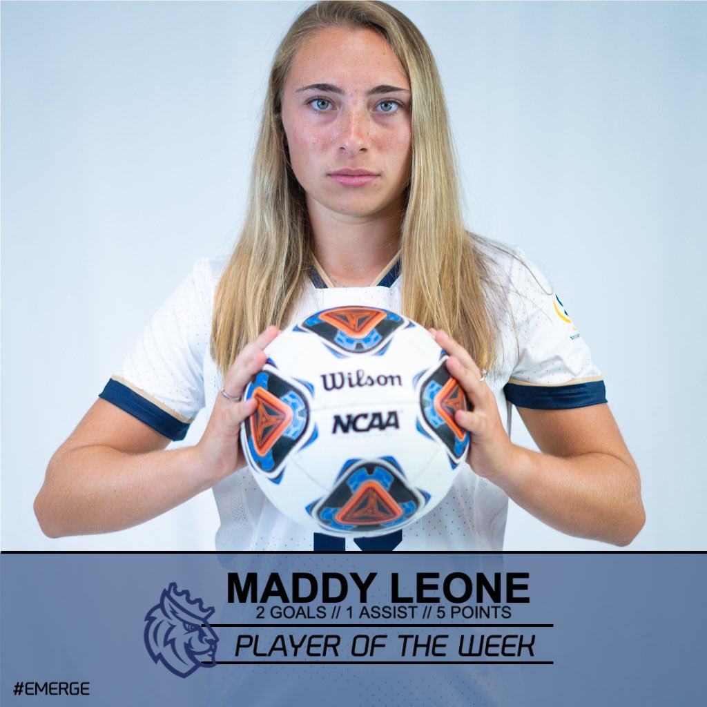 quwsoc's tweet photo. Maddy Leone named the South Atlantic Conference Offensive Player of the Week.

#GoRoyals | #Emerge https://t.co/eVJ32NLOe4