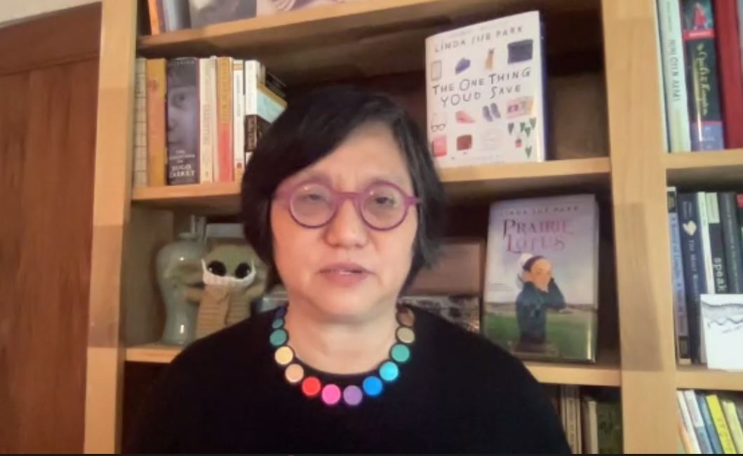 esuffolksls's tweet photo. Great to have author Linda Sue Park @LindaSuePark with us virtually at #LI_SLS ~ Chapter 8 and learning about the influence of the TED Talk on the formation two of her books @WSBOCES_SLS @Nassau_SLS 

https://t.co/2T0U6SiCd0 https://t.co/7p1dri0se2