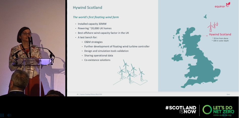 scotent's tweet photo. Insightful session from @Equinor's Vice President Floating Offshore Wind, Sonja Chirico Indrebø, on the evolution of their Hywind projects, and how the learnings from Hywind 1 was applied to subsequent projects.
#COP26 #Hywind https://t.co/Zf7rTtMKQV