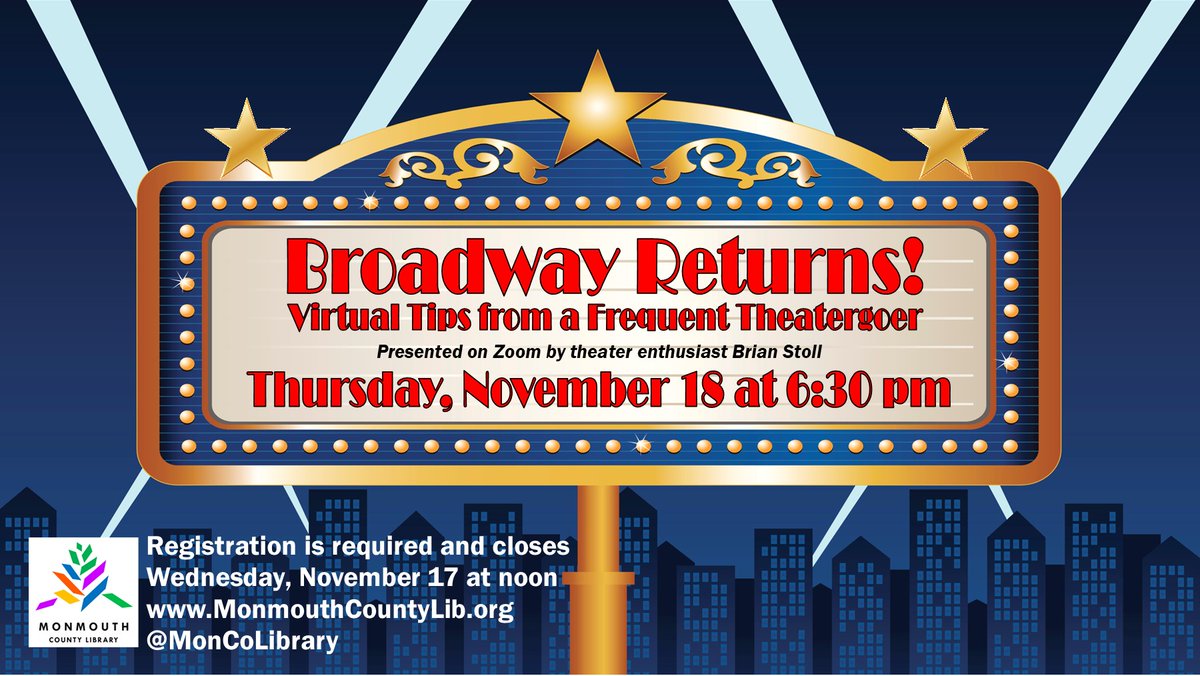 MonCoLibrary's tweet photo. Meet Theater Buff Brian Stoll to talk #Broadway including the history & importance of #Playbill & money-saving tips for tickets for less. Bring questions to LIVE/Zoom interactive program! Register: https://t.co/HtWmQB8HpL
@brianstoll #BroadwayIsBack #BroadwayBuff #livetheater https://t.co/U21P2pMkI7