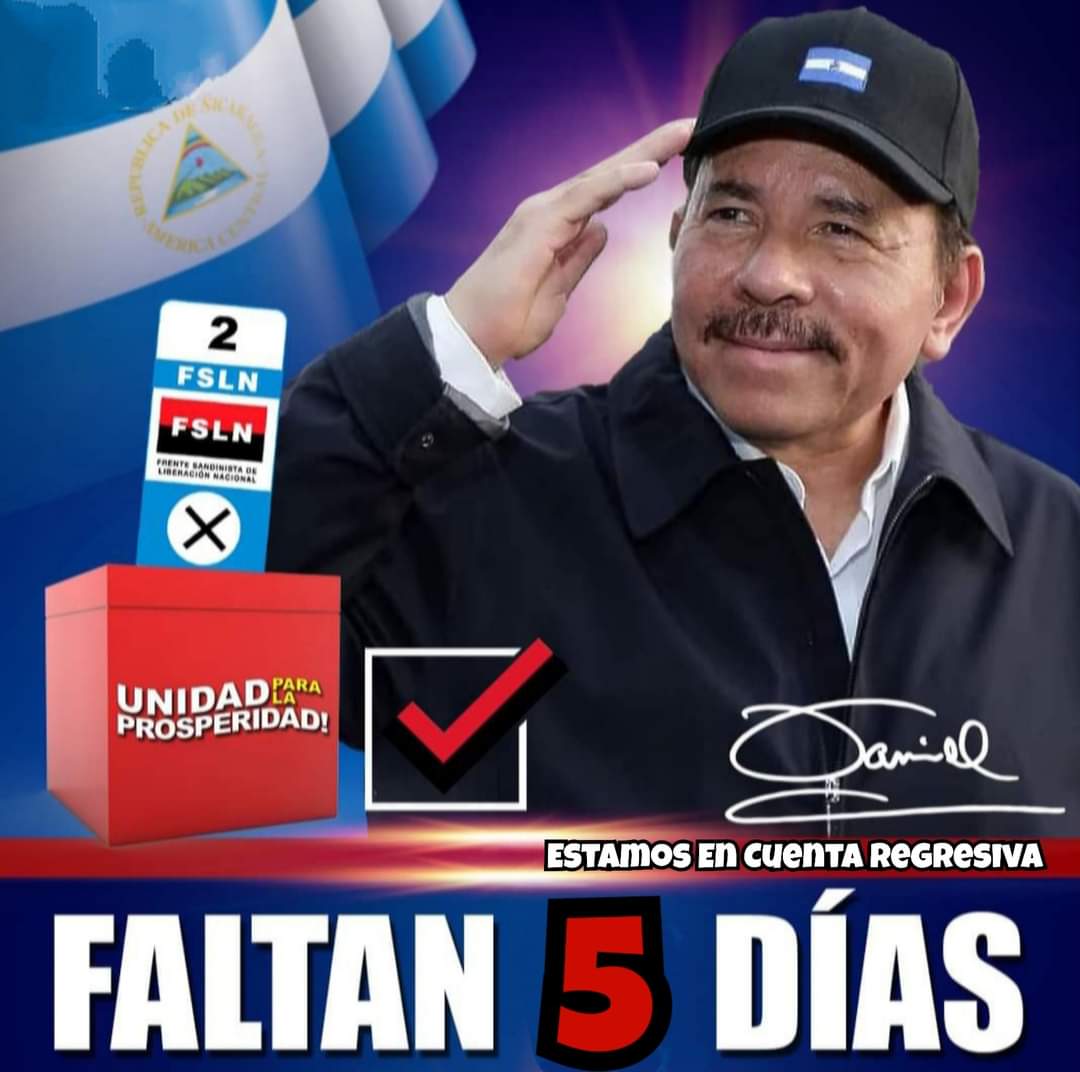 MassiQuezada's tweet photo. A tan solo 5 dias 🤩 de nuestra gran victoria electoral ✌❤🖤  seguiremos al pie de lucha 💪 por la paz, la prosperidad, la Soberanía ❤🖤✌ de un pueblo que vence ✌ vamos ganando la paz ✌❤🖤 #DanielMiPresidente2021 #NoviembreVictorioso #A5DiasDeLaVictoria https://t.co/A0fF35sr0r