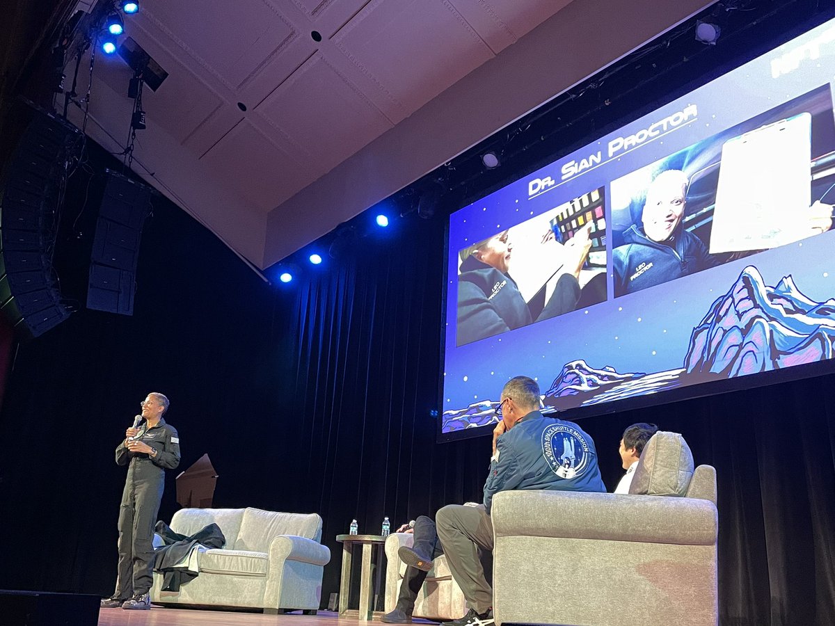 marylizbender's tweet photo. So awesome to see @DrSianProctor share her experience in space, the #OverviewEffect, and speak about the responsibility of community in the art and #NFT community with @subtractive @MikeMongo @WilliamTong at #NFTNYC @NFT_NYC https://t.co/A31VadqWB3