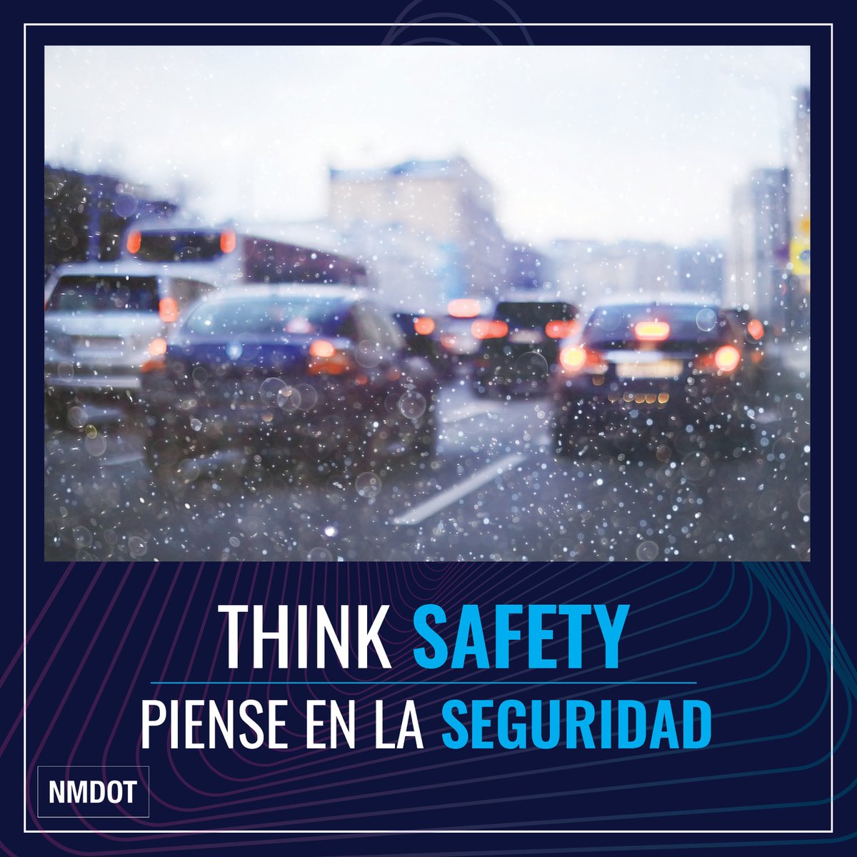 NMDOT's tweet photo. Think Safety Tuesday! As parts of New Mexico are already experiencing freezing temperatures, high winds, snow, sleet, rain, and ice. Driving safely and reducing speed plays a major role in getting to your destination safe. Drive patient and alert. #NMDOTcares #WinterDrivingSafety https://t.co/pgFF25rllr