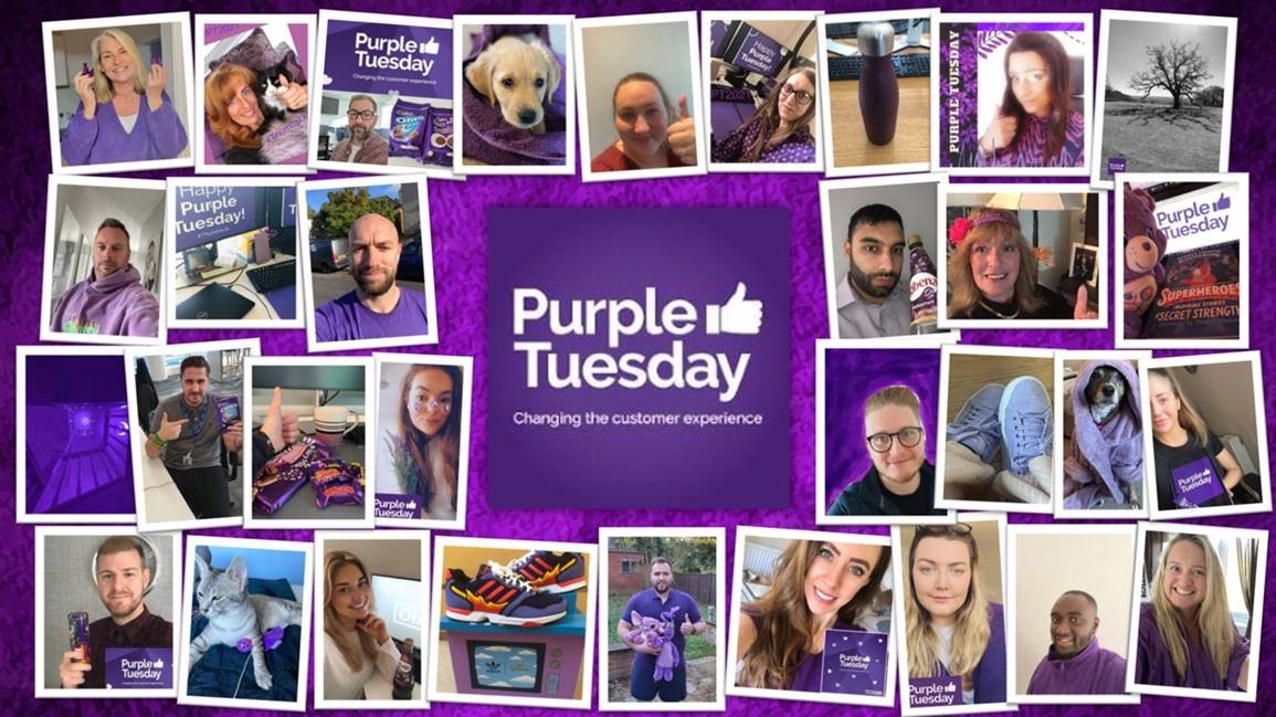 Dan___Turner's tweet image. Everybody within the @AIGLifeUK Sales team has enjoyed getting behind #PurpleTuesday today. 

Such an important campaign for change, focusing on improving the customer experience for disabled people. 

#ThumbsUp for #PurpleTuesday 
#PT2021 
@PurpleTuesNov 
#IWorkforAIG