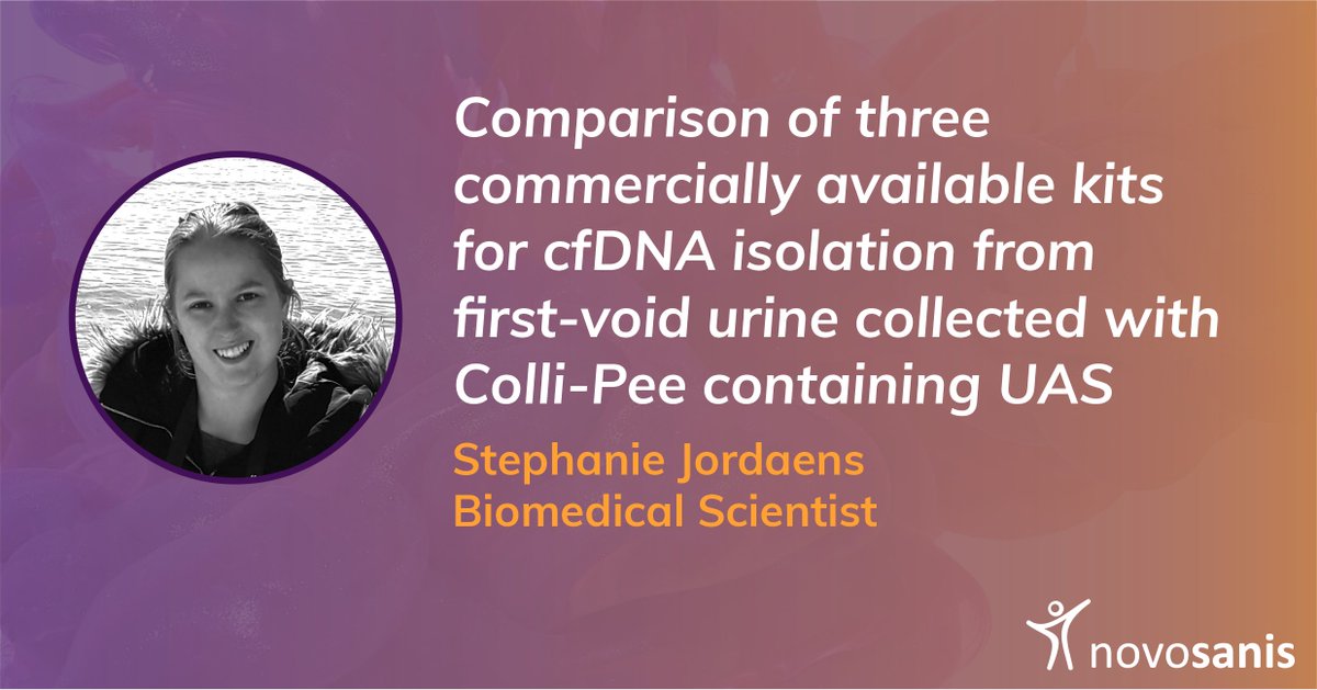 Novosanis's tweet photo. Don't miss Stephanie Jordaens poster presented at the ISLB Congress. The findings highlight the performance of three commercial kits for the isolation of cfDNA from first-void urine collected with #ColliPee containing UAS. #urine #liquidbiopsy 👉https://t.co/ZAIfWAtkEC https://t.co/sZRVBTaFr2