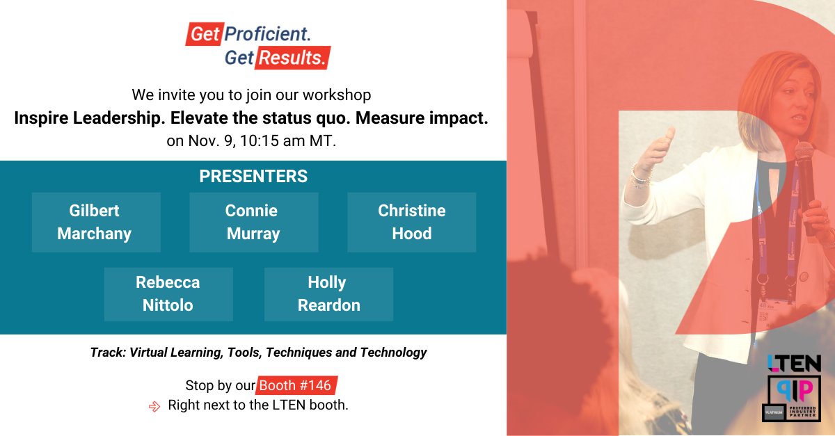 ProficientLearn's tweet photo. We're proud to be presenting a workshop at @yourLTEN #LTEN2021 next Tuesday, Nov. 9.
The title of the workshop is 𝗜𝗻𝘀𝗽𝗶𝗿𝗲 𝗟𝗲𝗮𝗱𝗲𝗿𝘀𝗵𝗶𝗽. 𝗘𝗹𝗲𝘃𝗮𝘁𝗲 𝘁𝗵𝗲 𝘀𝘁𝗮𝘁𝘂𝘀 𝗾𝘂𝗼. 𝗠𝗲𝗮𝘀𝘂𝗿𝗲 𝗶𝗺𝗽𝗮𝗰𝘁. We invite you to join us.
#GetProficientGetResults 🟥 https://t.co/GaKXOzHbAT