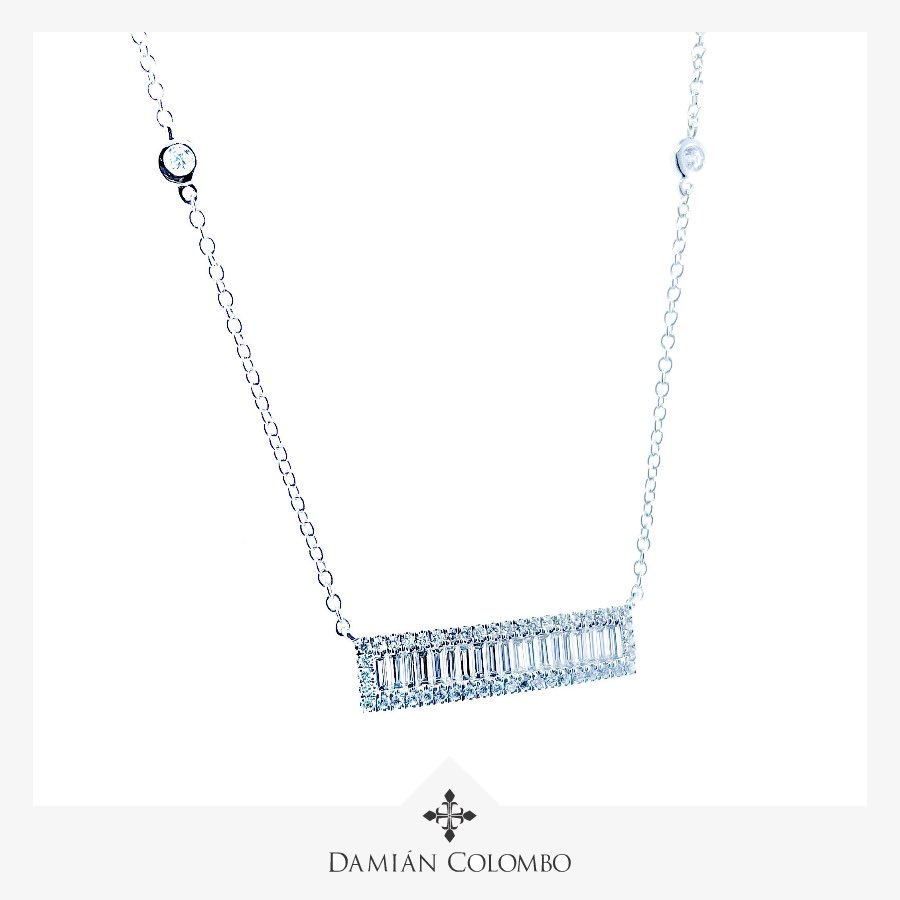 damiancolombo's tweet photo. Especialmente diseñado para las mujeres con estilo✨
Collar en oro blanco 18k con 19 diamantes 💎 talla baguette (0.498 ct) y 50 diamantes 💎 talla brillante (0.351 ct). Total: 0.849 ct. Altura: 5.77 mm. Ancho: 22 mm. Largo de la cadena: 42 cm. https://t.co/hZ39mnxdPo