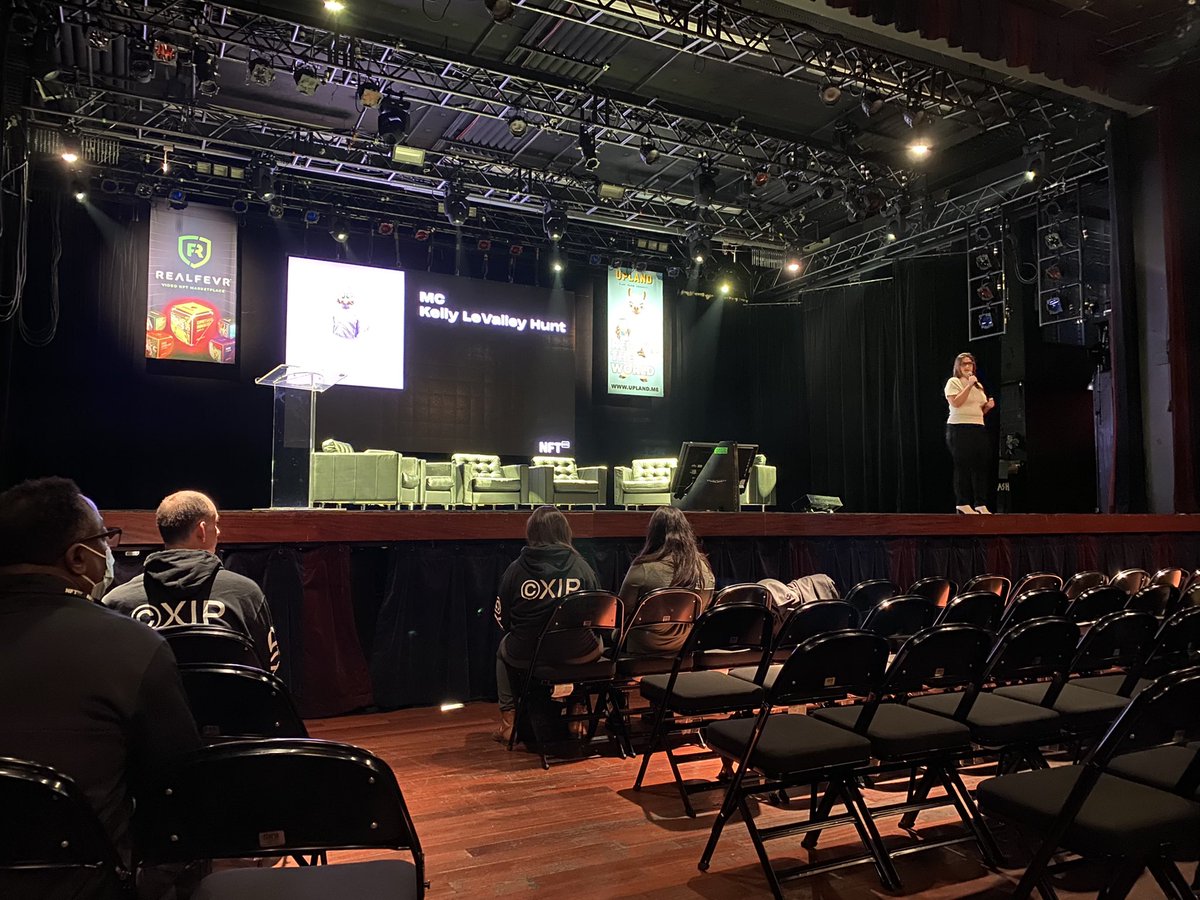 amypeniston's tweet photo. Action from the Palladium Stage! 

@DoinGudHQ - the future of charitable NFTs
@LeValleyKelly - building an NFT ecosystem
@NonFungibleNoah - NFTs at @ChristiesInc 

And…

Quentin Tarantino! Who is dropping an NFT collection of his Pulp Fiction manuscript! 🤯

#NFTNYC2021 https://t.co/9AGK8U3HWh