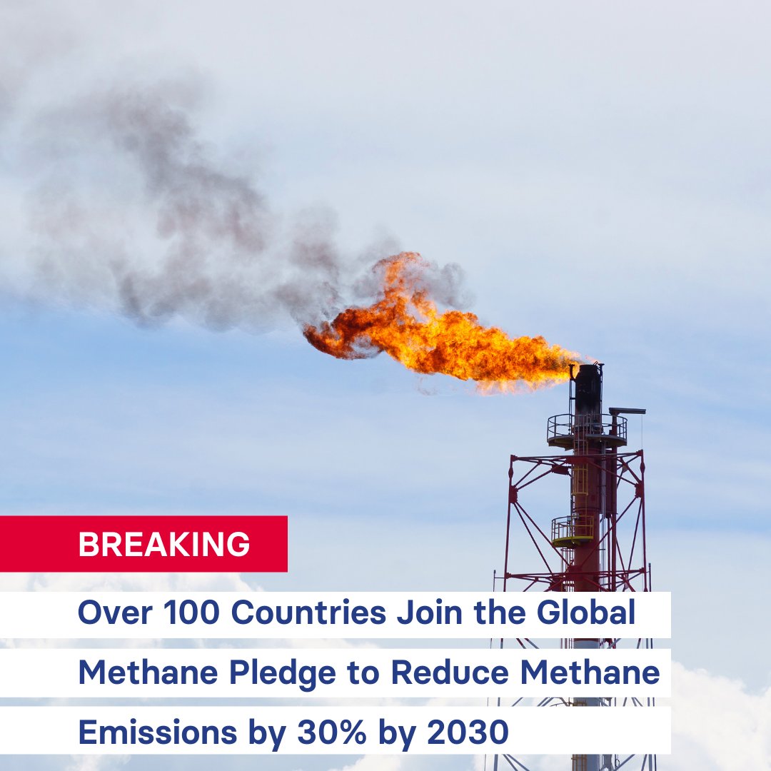 EnvDefenseFund's tweet photo. Critical progress in action at #COP26! More than 100 world leaders commit to slashing methane emissions by 30% by 2030. This is a pivotal move to slow global warming and keep us on track to limit warming under the 1.5°C threshold. https://t.co/tb3Sfc9QZP