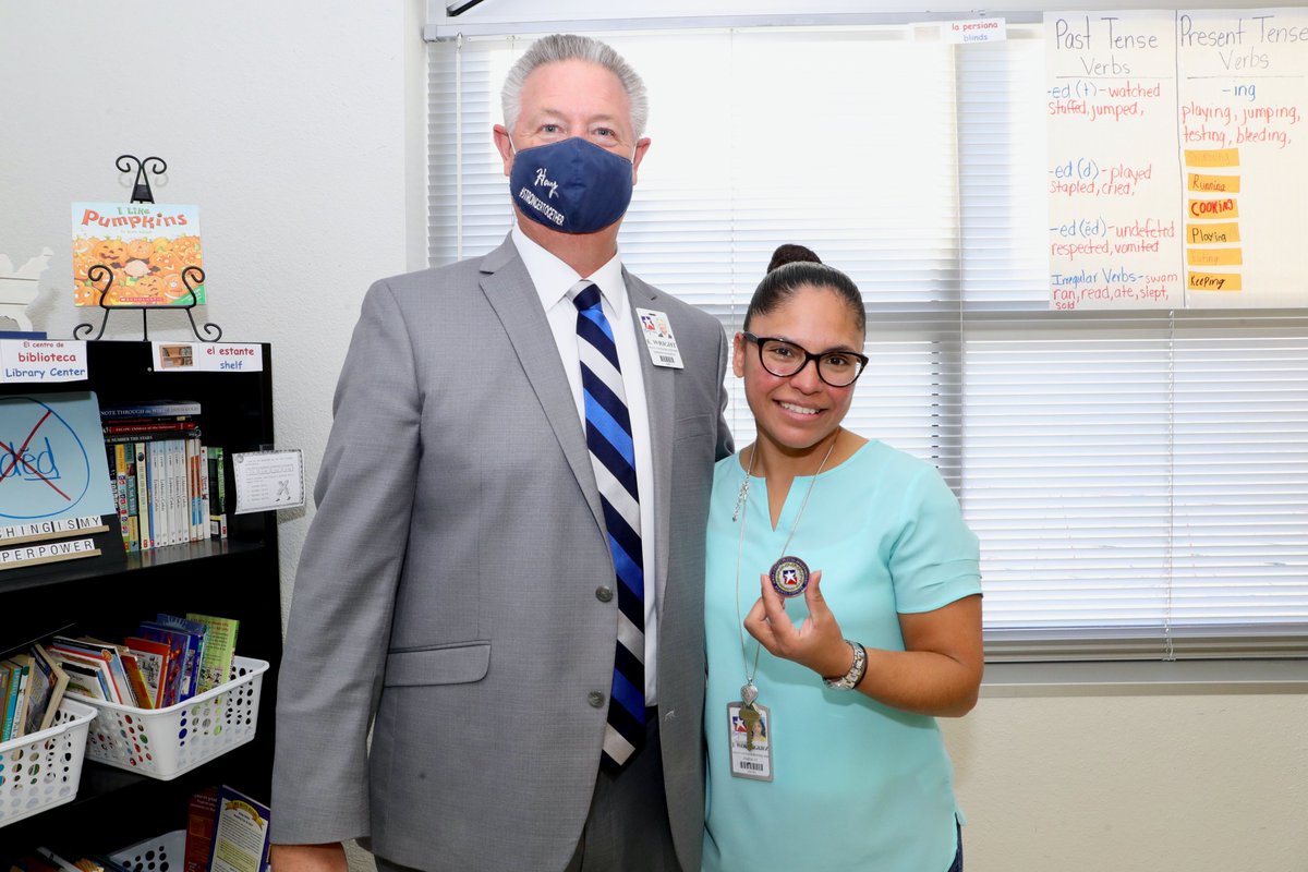 HaysCISD's tweet photo. Congratulations to @theTEAMCRES 4th grade educator Julietta Rodriguez on receiving the Superintendent's Coin of Excellence from @drwrighthays this morning! https://t.co/PAs6Lm7OAH