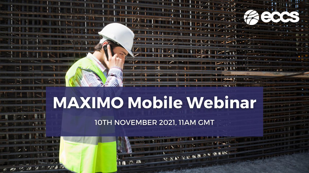 ECCS_Ltd's tweet photo. Join us on 10th November for our #MAXIMO webinar, this time we will be covering all things MAXIMO Mobile! Sign up using the link below.
https://t.co/lNVyiE2GTv
#IBMMaximo #MAXIMOMobile https://t.co/SHU39gJO5H