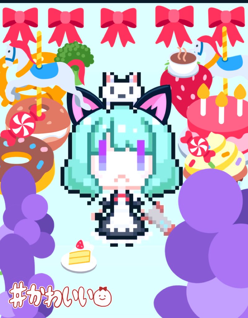 eikura05's tweet photo. i've just joined this contest❤️i made this pic as the kawaii monster cafe which  existed at Harajuku, Japan previously✨i miss it😢

#CryptoMaidsEmojiArt 
#NFTGiveaway https://t.co/uaHyq5Wb9P