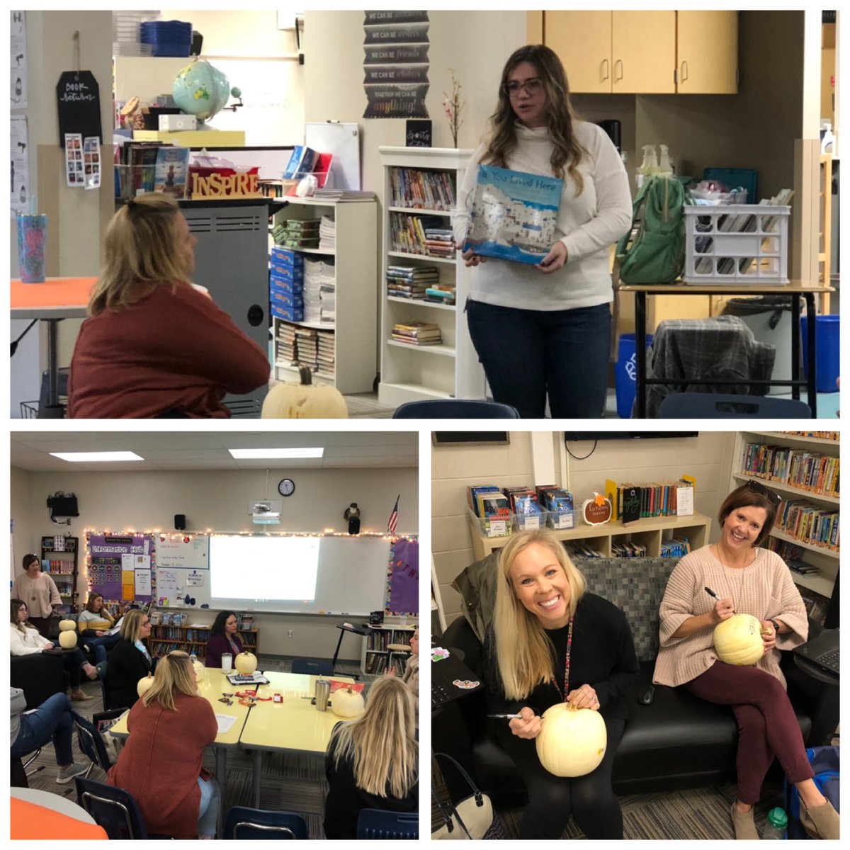 itsajoy15's tweet photo. @FHSchools 5th grd ELA PLC shares resources, instructional strategies, & lesson ideas today during district-wide PD. Nothing replaces coming together for our students! #ongoingconversations #engagedprofessionals #gratitudepumpkins https://t.co/eRWJ20vW6B