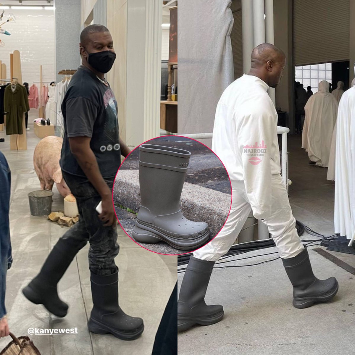 kanye west着用BALENCIAGA CROCS BOOTS (45)