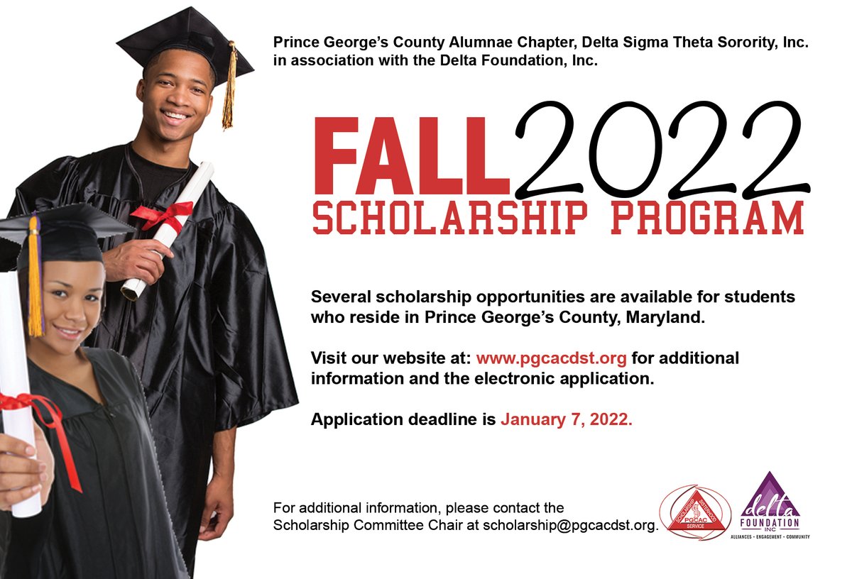 🗣 Fall 2022 Scholarship Applications

Visit the link below to launch the online forms for the Fall 2022 high school application.

🚨 Applications MUST BE received by MIDNIGHT, Friday, January 7, 2022 🚨

pgcacdst.org/2021-pgcac-fal…