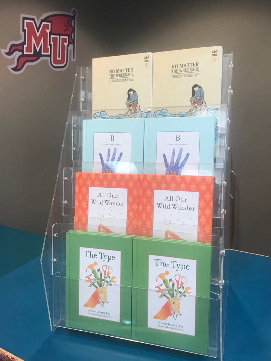 MUCampusStore's tweet photo. Tomorrow night is the last writer series this semester!  It will feature Sarah Kay, a poetry writer from New York, who will be performing virtually.  As such, her four poetry books will still be available for purchase in store! Feel free to stop by in the next few weeks https://t.co/tqVuPX6hYG
