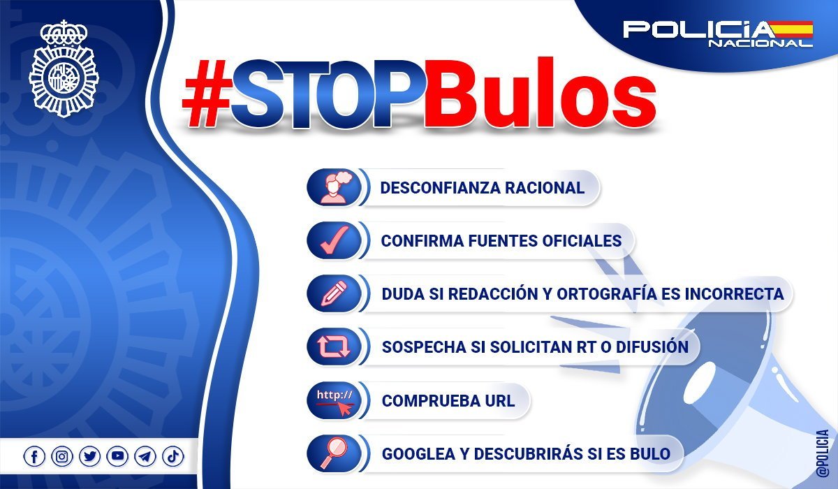 Sigue nuestros consejos⤵

 📩 NO reenvíes los #bulos que te llegan a tu #móvil

#STOPBulos