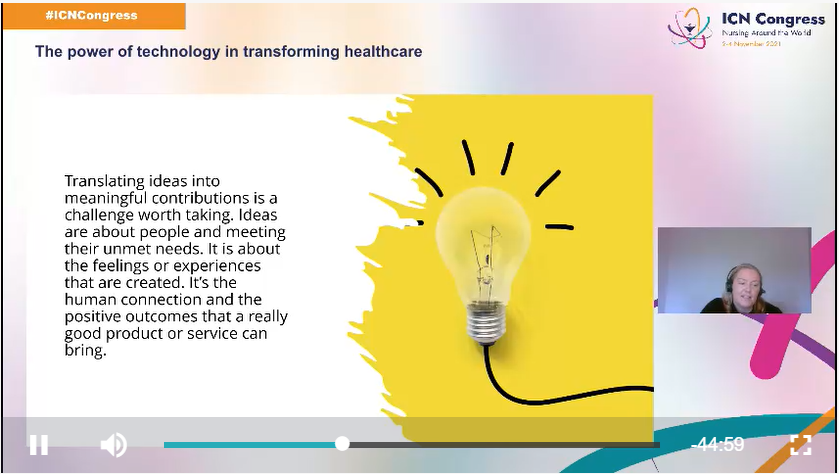 HudderRN's tweet photo. Moving technology forward in order to Transform Healthcare is key! Great quote from Gillian Berry at the #ICNcongress and demonstrates our passion @SEHealth_SEHC with the new development of the MySE Life Application created by nurses for nurses! https://t.co/CFOrZzHTPb
