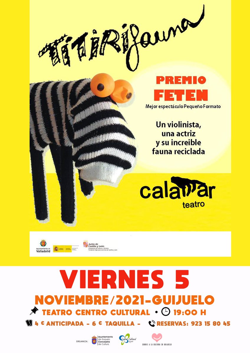 CCult_Guiju's tweet photo. TEATRO |

🎟 Ya están a la venta, en el Centro Cultural, las entradas e invitación para la teatros de este mes!!!

🎭 Viernes 5 y 26. 
"Titirifauna”, Calamar Teatro y "e-Book 2.0. La fascinante Justo del libro", Spasmo Teatro.

🎭 Viernes 19.
"Pildoritas", a cargo de Labefana. https://t.co/1ouzJs6jWc
