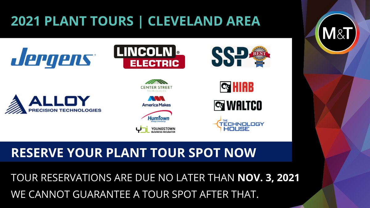 mfgtechshow's tweet photo. Whether you're already registered as a full-conference attendee or planning on it, finalize your tour selection no later than Wednesday, November 3rd. You can update your reservation or start a new one at https://t.co/BDBya2hYRg https://t.co/8Nsj3nEq8p