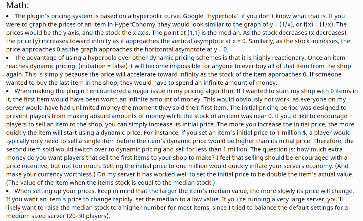 Cool fact: HyperConomy, an open-source Minecraft dynamic shop plugin, was using constant product AMMs in 2012, years before AMMs were used in defi!

dev.bukkit.org/projects/hyper…